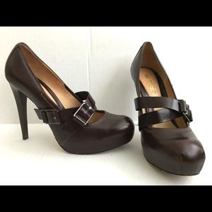 Gwen Stefani LAMB Brown Leather Mary Jane Heel 10